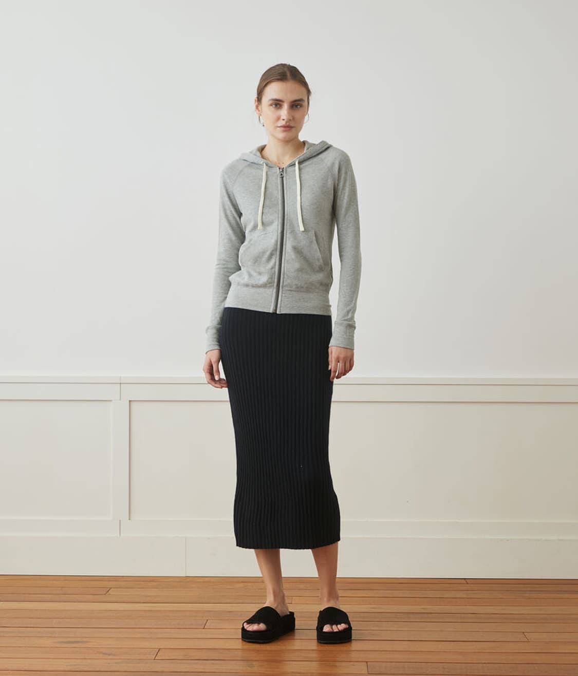 (정품/새상품) 제임스펄스 여성 블랙 캐시미어 립 펜슬 스커트 상품이미지5