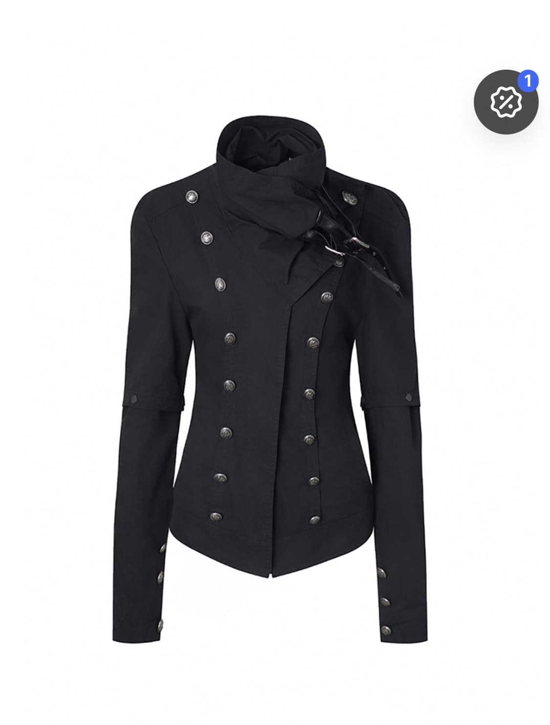 Double punch 하이넥 메탈 버튼 자켓 블랙 상품이미지3