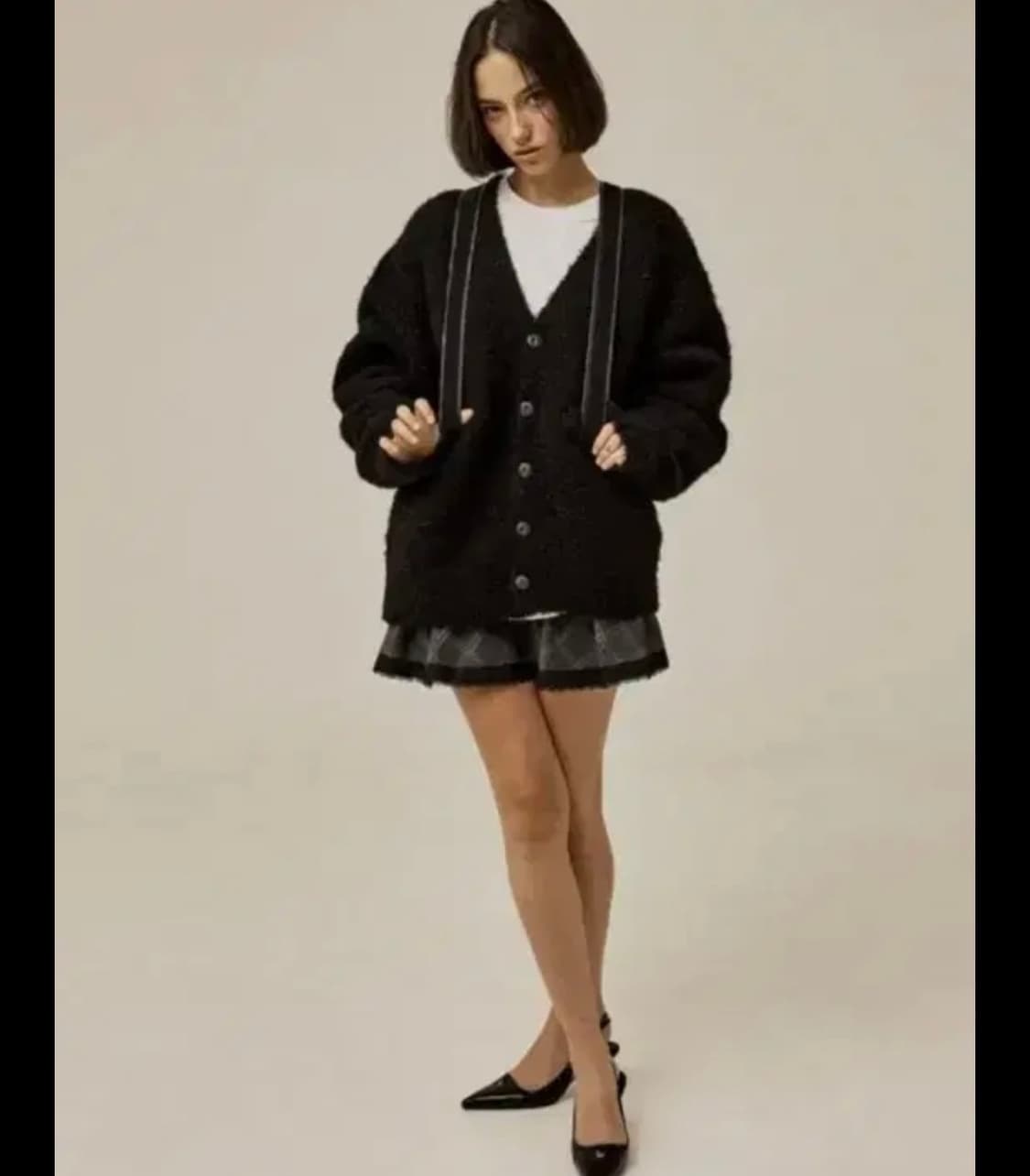 쓰리타임즈 푸들 가디건 블랙 상품이미지1