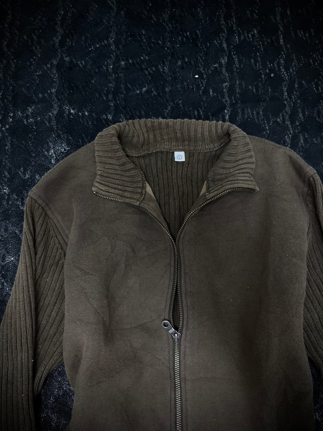 Grunge&Minimal Mood Knit Khaki Zip Up 상품이미지4