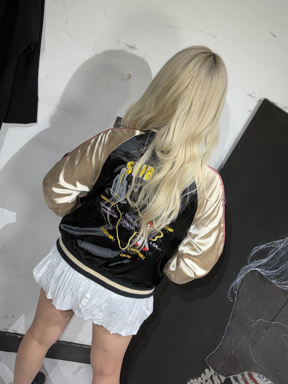 JPN 일본 빈티지 뱅퀴시 시부야 자수 사틴 스카쟌 수니베어 스카잔 상품이미지2