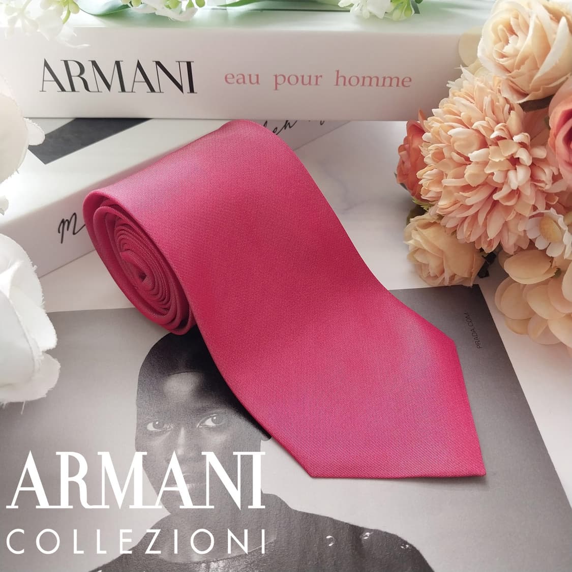 아르마니 꼴레지오니 실크 진핑크 넥타이 7.7cm A등급 k2011 상품이미지3