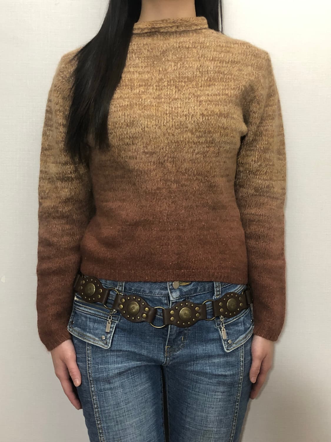 빈티지 브라운 그라데이션 니트 상품이미지2