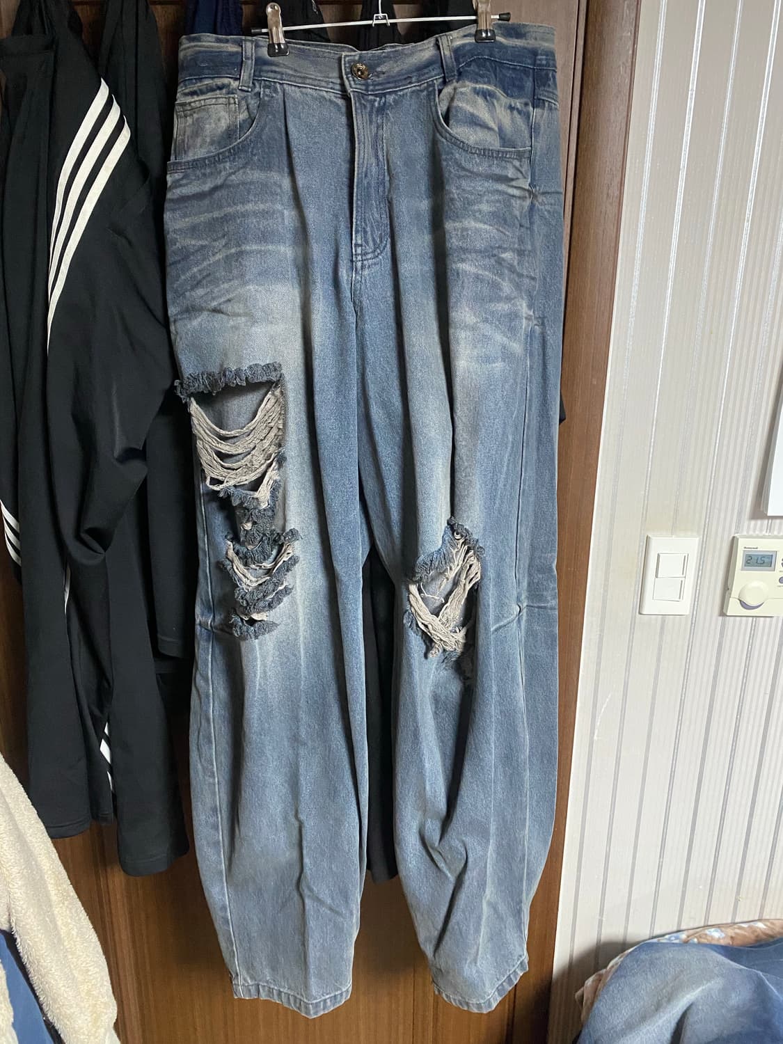 비엘알 디스트로이드 오일 워시드 데님팬츠 L 상품이미지5