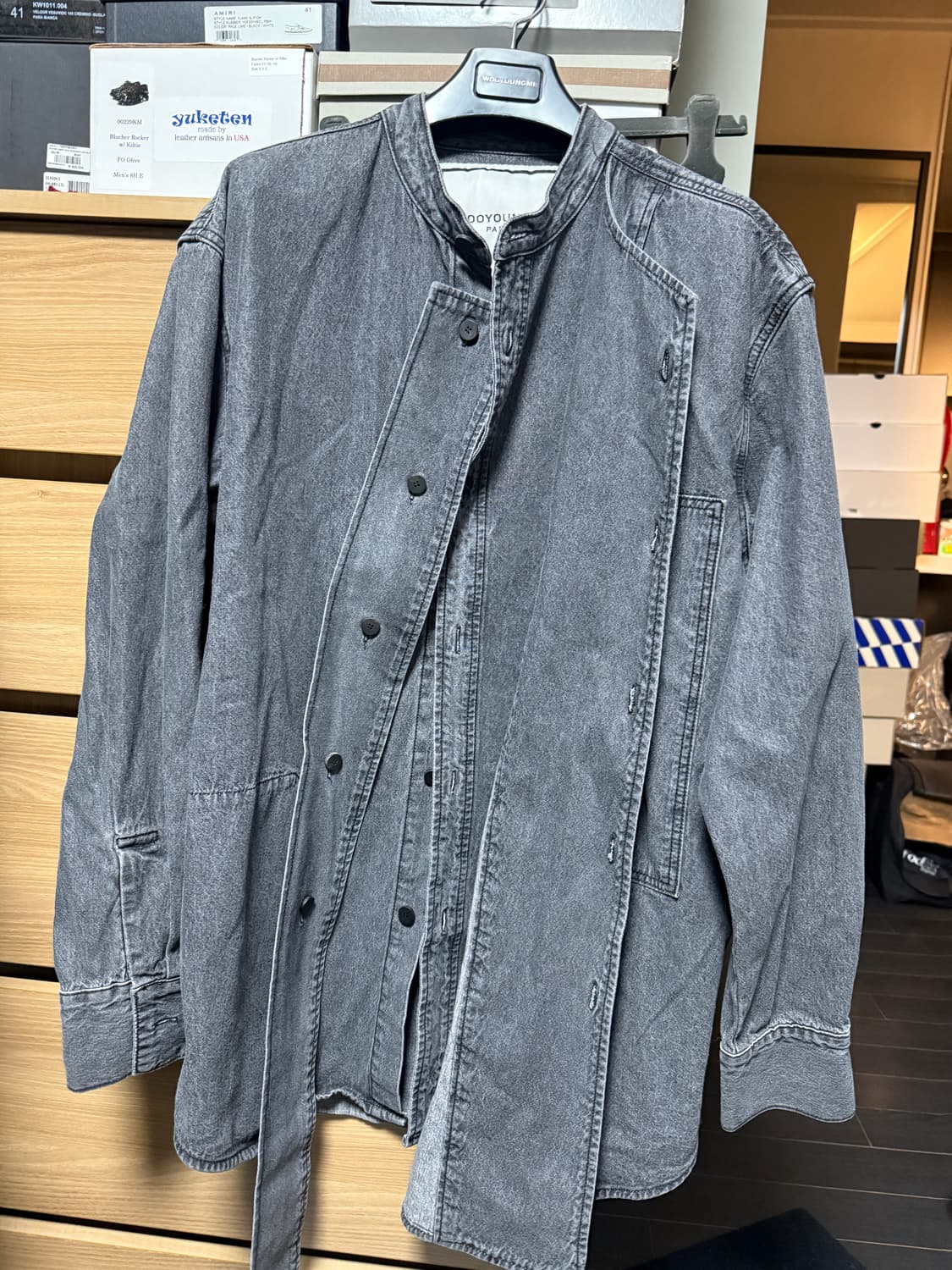 우영미 레이어드 흑청 셔츠 상품이미지2