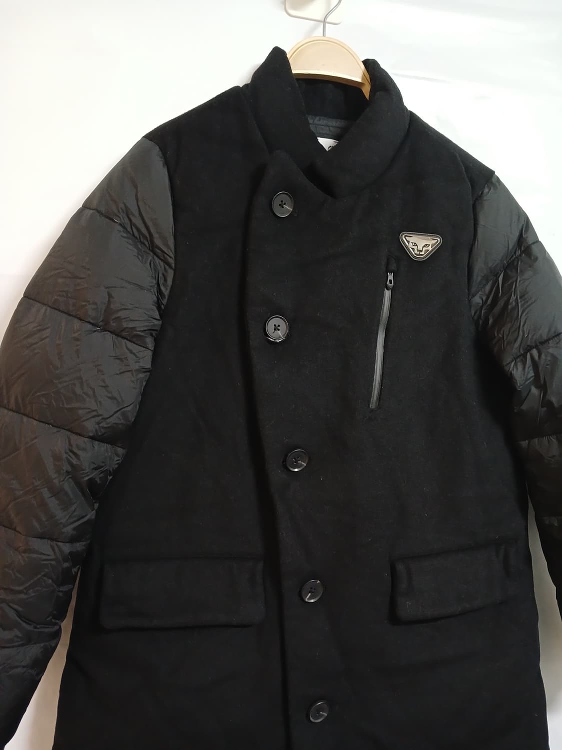 (M,90)다이나핏 모직배색 덕다운 패딩 코트 블랙 상품이미지2