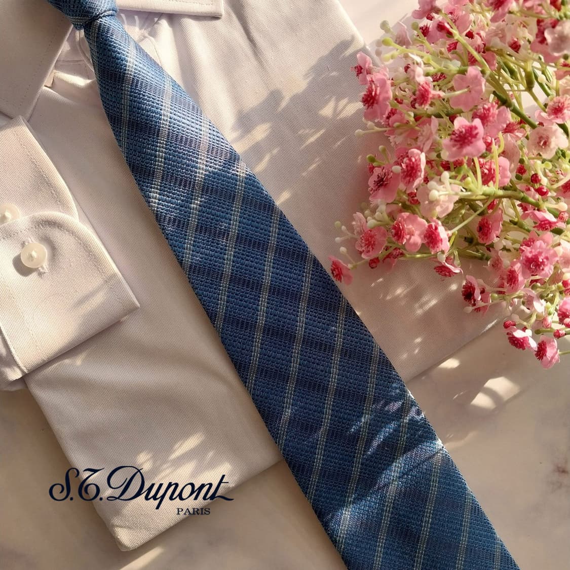 에스 티 듀퐁 실크 블루 체크 텍스처 넥타이 8cm A+등급 K1551
 상품이미지1