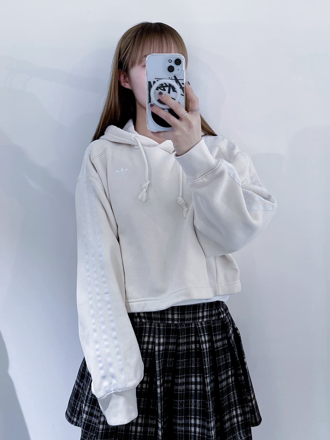 아디다스 크림 크롭 후드 상품이미지2