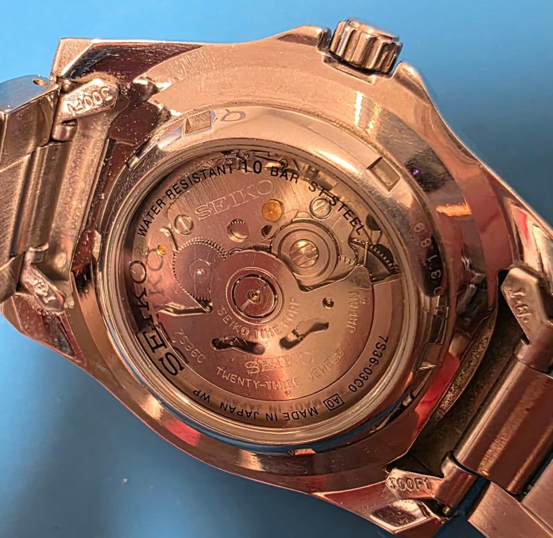 세이코 (SEIKO) 베이비스모 C다이버 블랙 오토메틱 스켈레톤 백 시계 상품이미지3