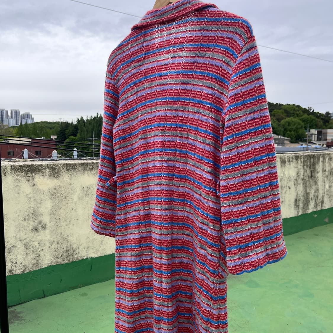 Multicolor Striped shawl collar cardigan 상품이미지4