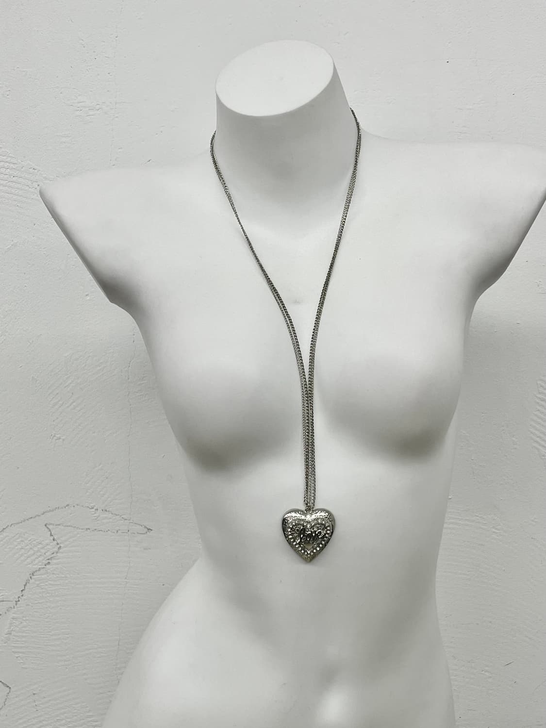 love 큐빅 하트 체인 롱 네크리스 상품이미지3