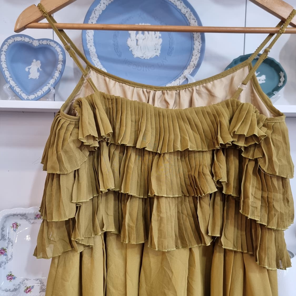 axes femme, 액시스 팜 머스터드 골드 프릴 맥시 원피스 상품이미지3