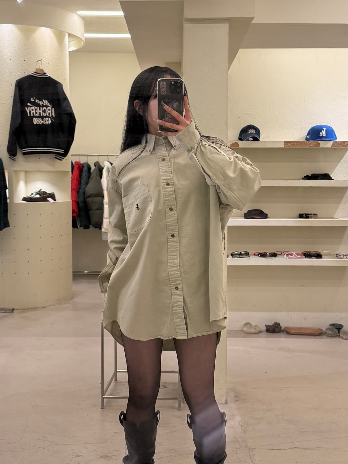 폴로 랄프로렌 클래식핏 베이지 버튼다운 셔츠 U907 상품이미지1