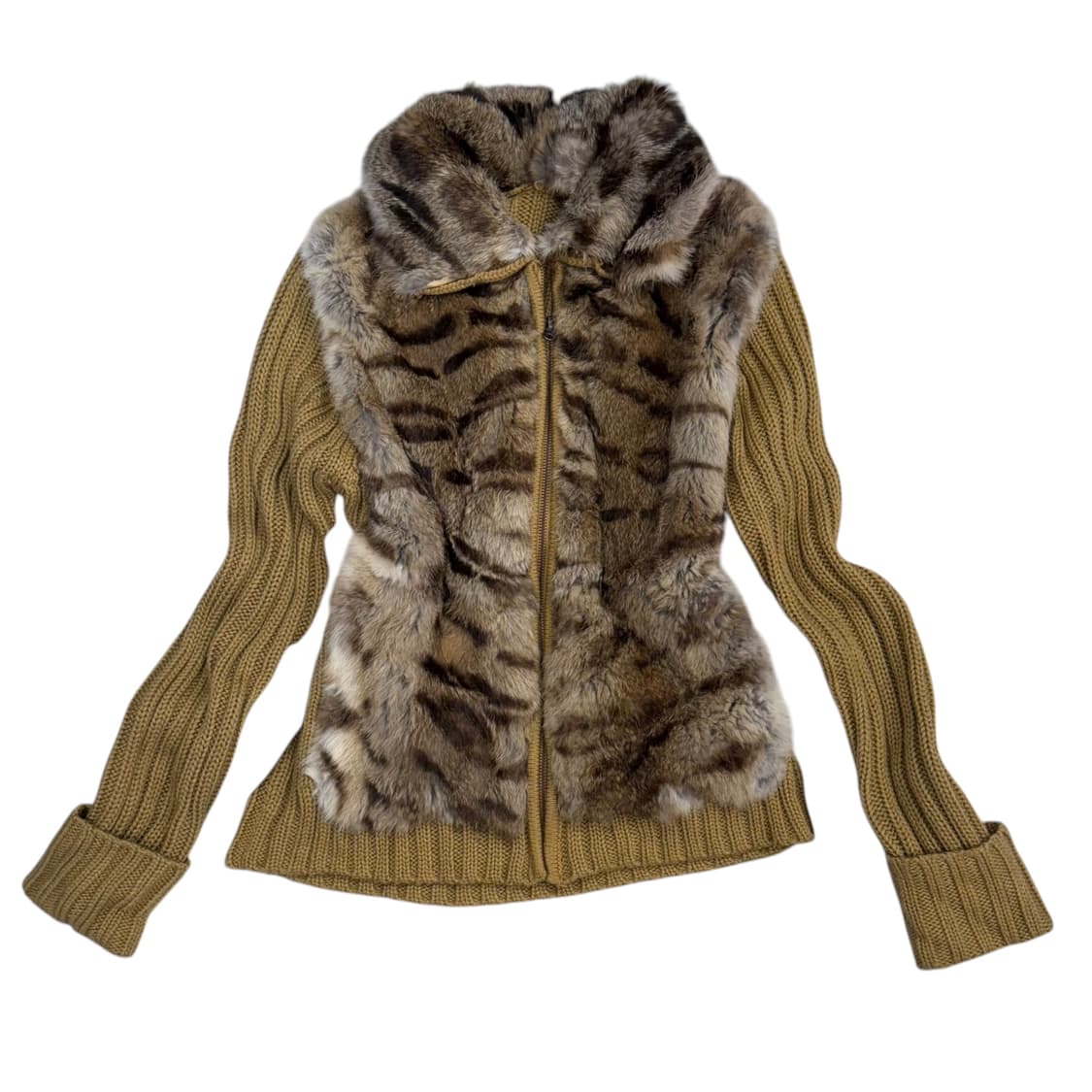 leopard Fur knit zip-up 상품이미지1