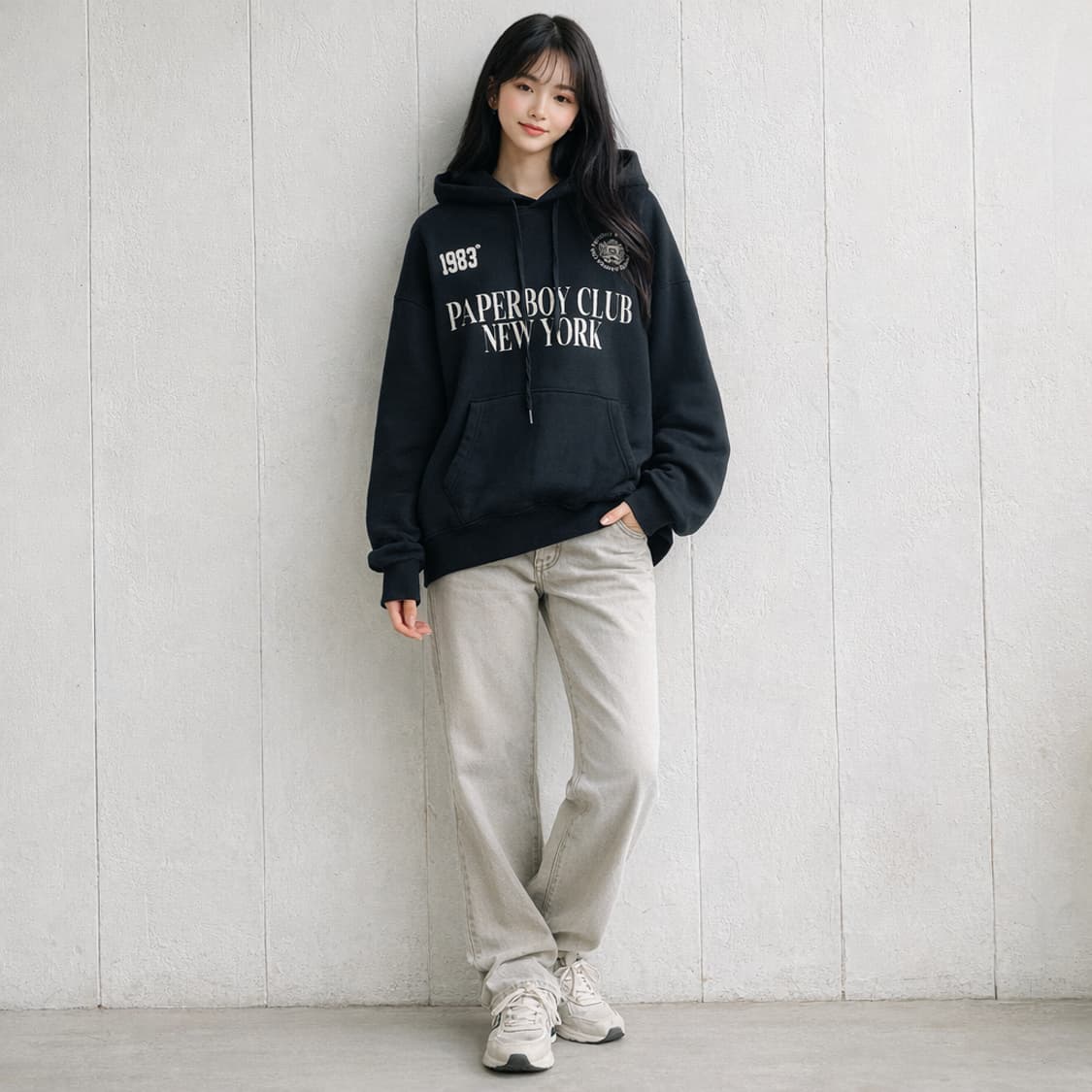 페이퍼보이 클럽 뉴욕 블랙 후드티 상품이미지1