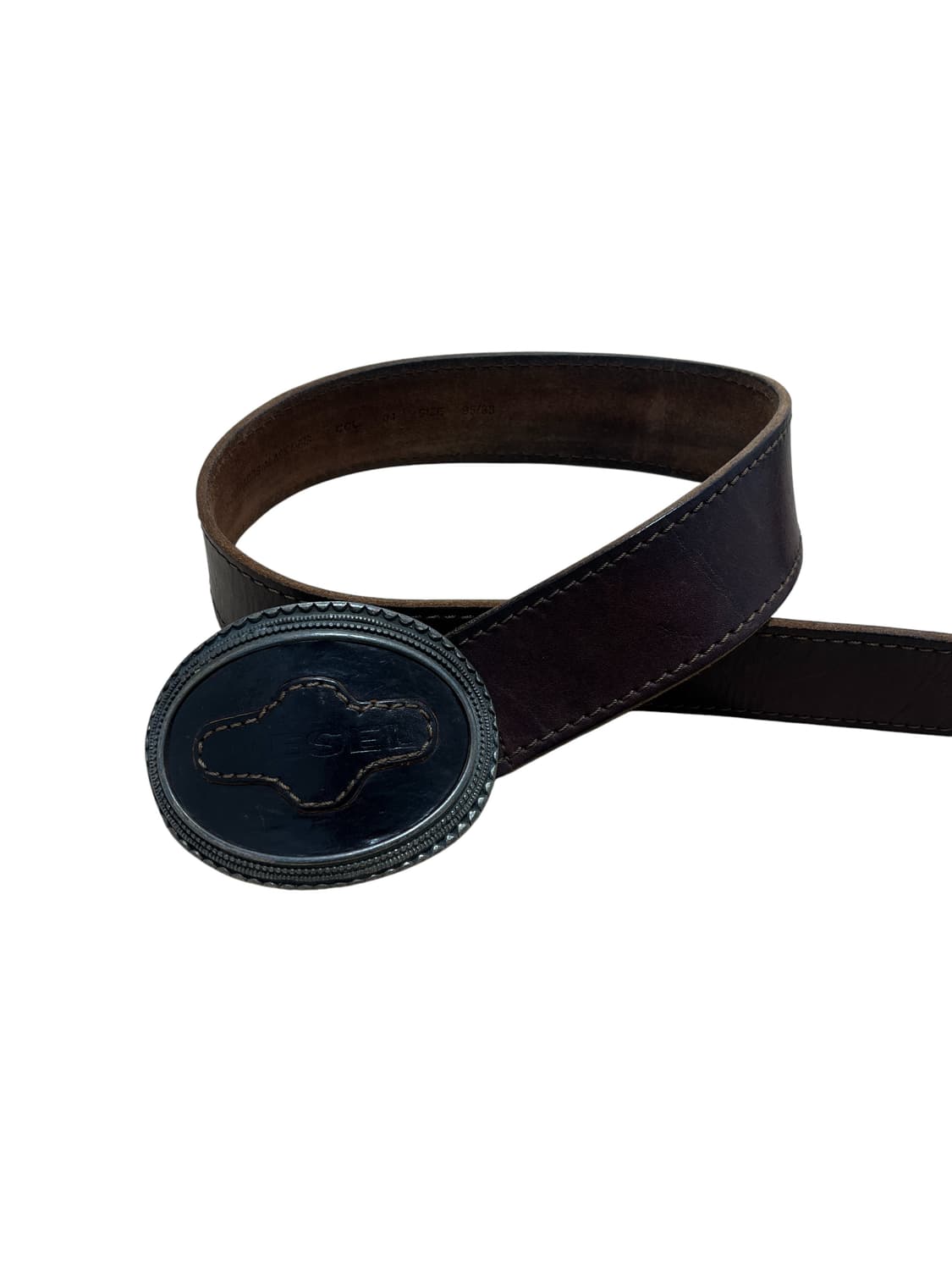 00s 디젤 오벌 버클 브라운 레더 벨트 상품이미지1