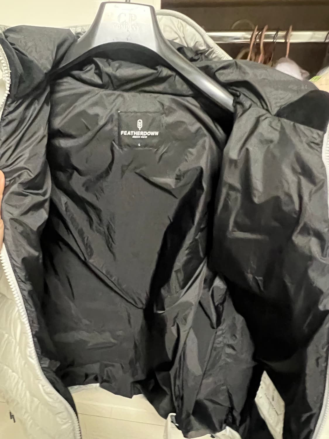 페더다운 그리드 다운 패딩 라이트그레이 L 상품이미지4