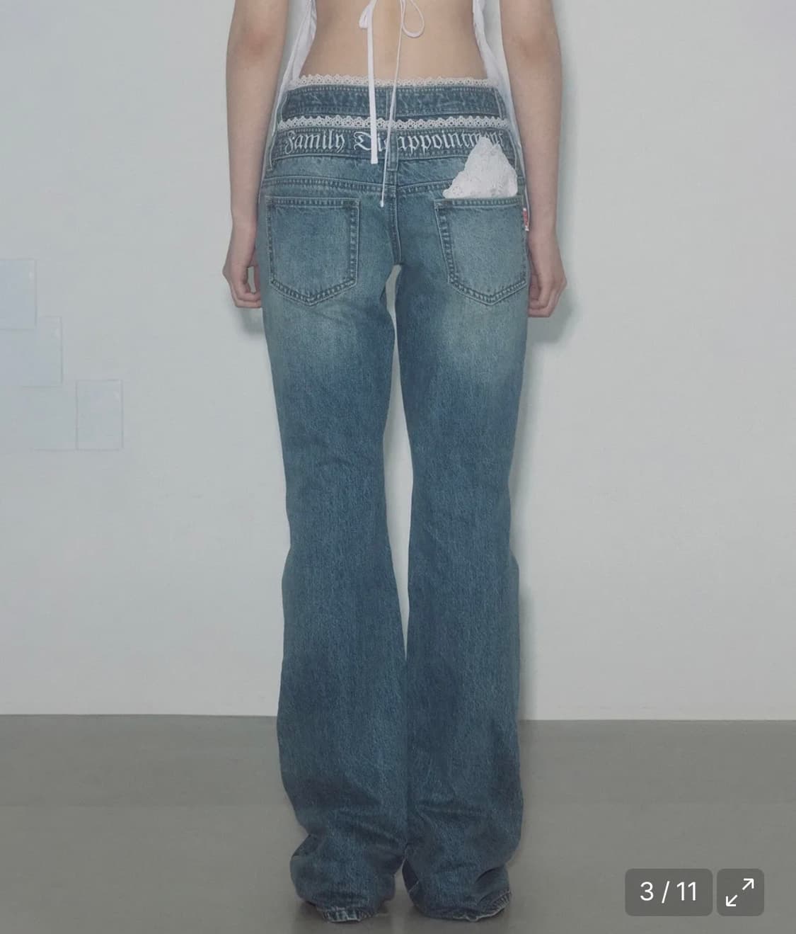 Double Waist Boots Cut Denim Mid Blue 상품이미지3