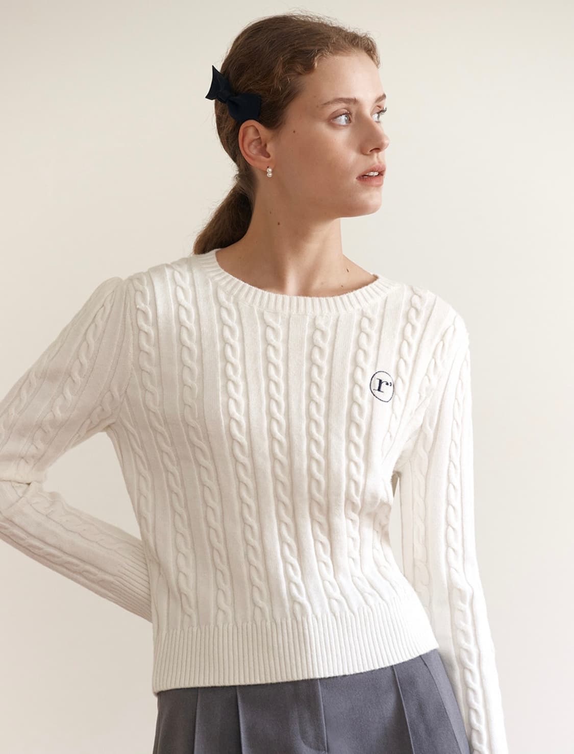 [로라로라] 케이블니트 화이트 상품이미지2