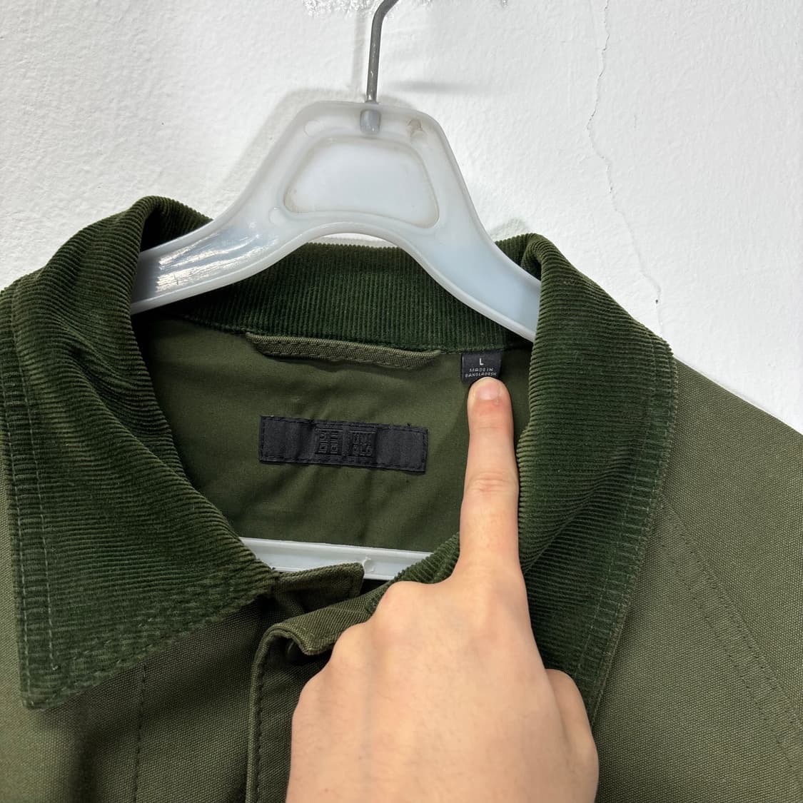 L 유니클로 카키 카라 코듀로이 워크 헌팅자켓 상품이미지3