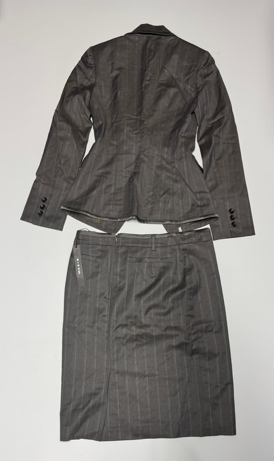 여성 미샤 스트라이프 실크 울 혼방 정장 스커트 셋업 상품이미지2