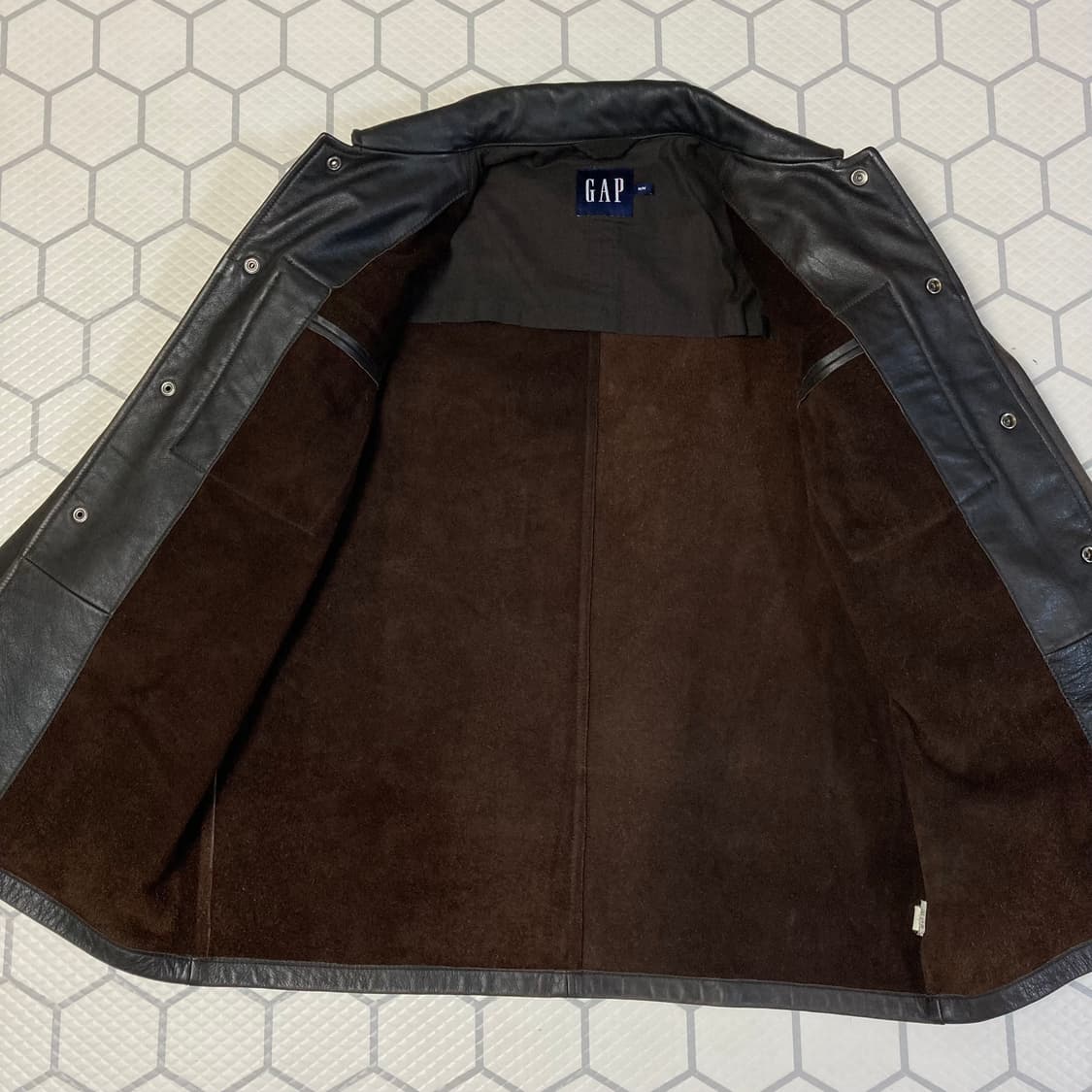 (M) 00s 갭 레더 코치자켓 다크브라운 올드갭 상품이미지6