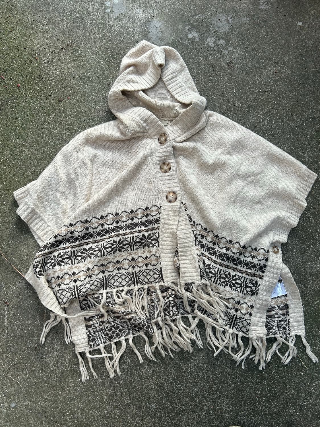 2000s 모리걸 라떼갸루 니트 후드 망토 케이프  상품이미지2