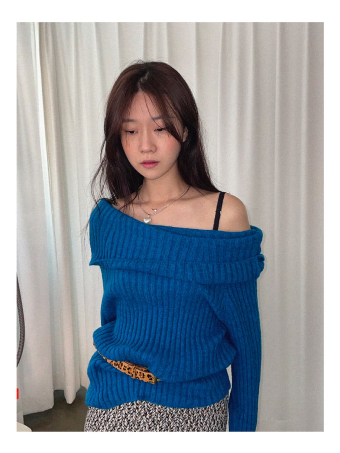 [김아홉]오프숄더 니트 블루 상품이미지2