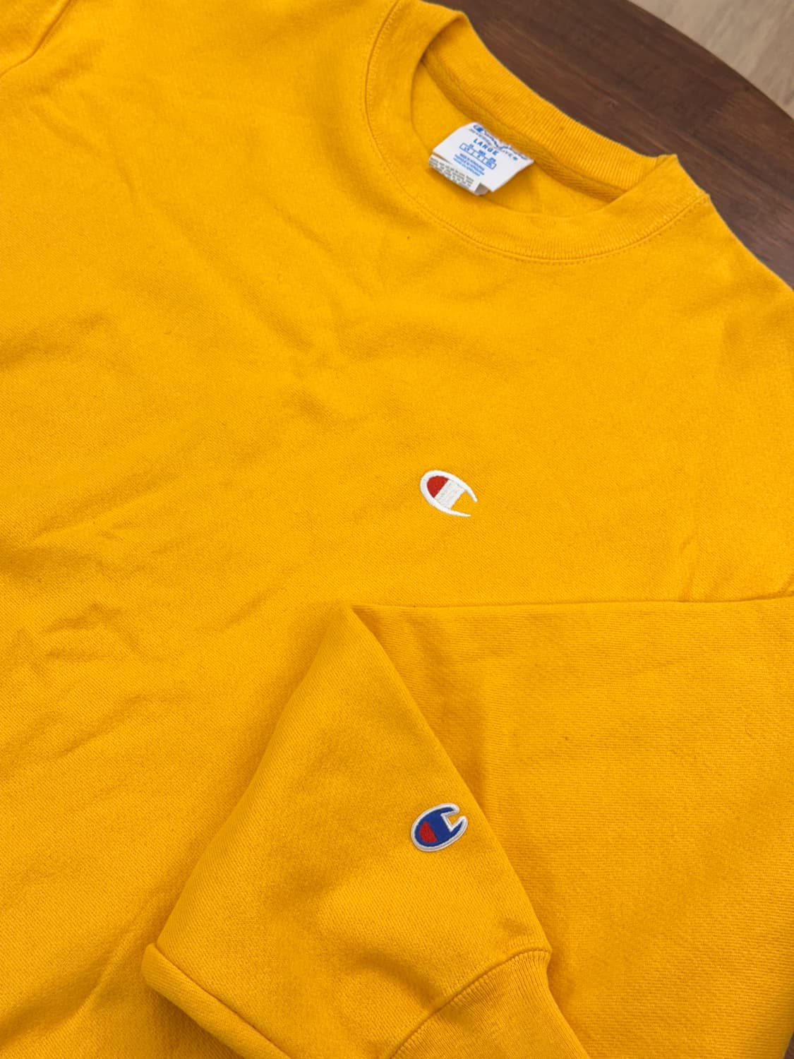 [1회착용] 챔피온 블루택 리버스위브 맨투맨 L 옐로우골드 상품이미지2