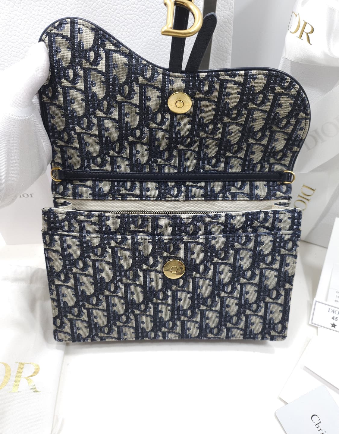 [정품]디올 오블리크 새들 미디엄 체인 파우치 상품이미지8