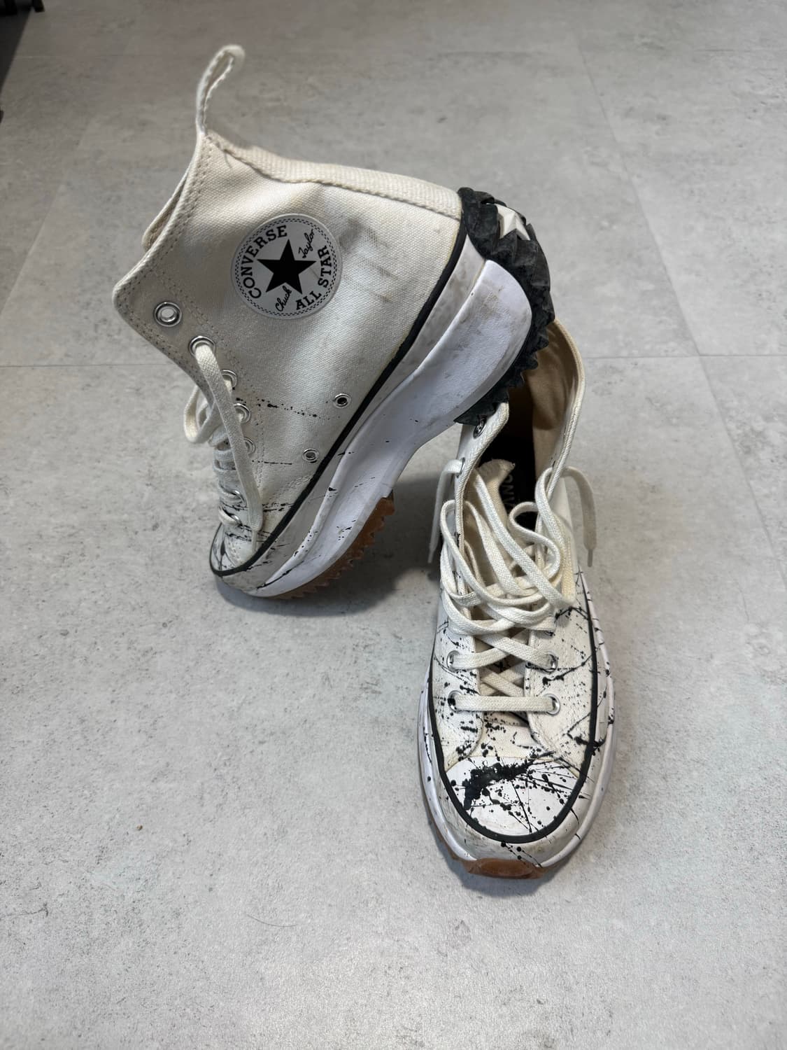 컨버스 런스타 하이크 하이 화이트 블랙 검 커스텀 상품이미지2