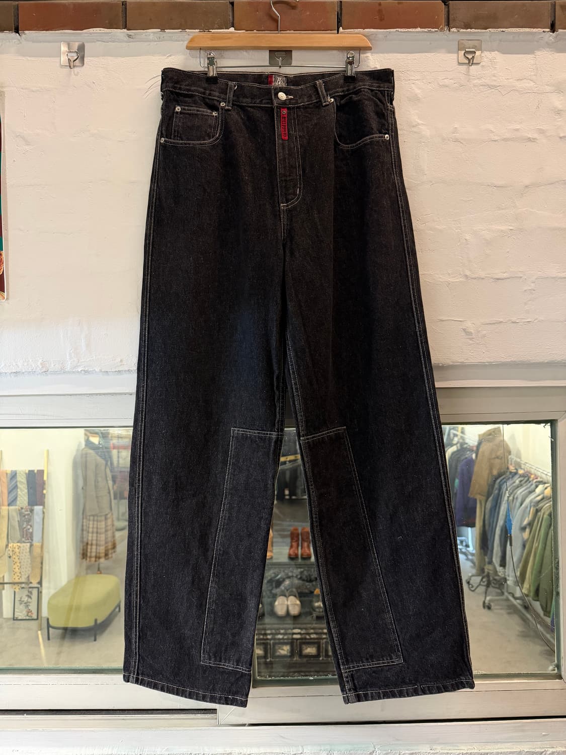 Ruff Ryders Japan 블랙 흑청 데님 와이드 팬츠 34x34 상품이미지4