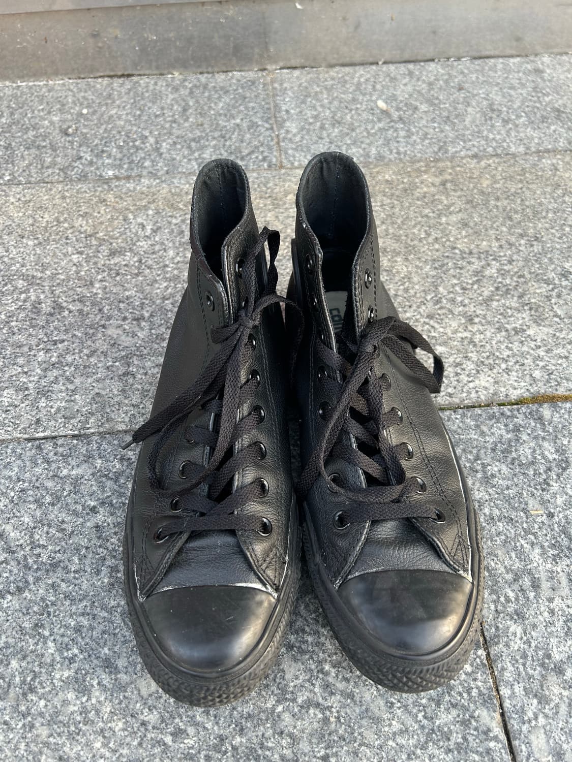 컨버스 올블랙 레더 하이 270size 상품이미지2