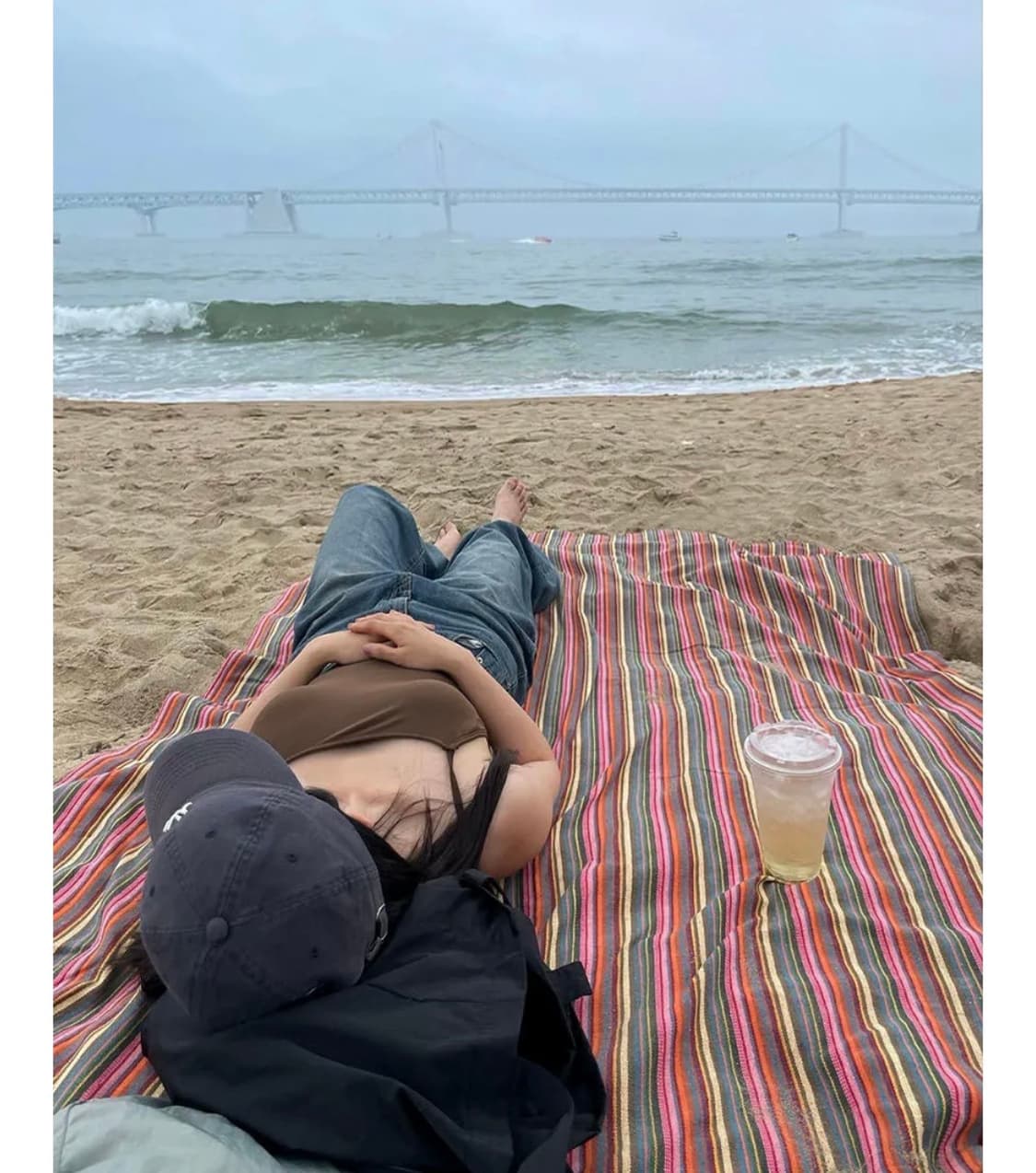 아이디어숍 스트라이프 피크닉매트 핑크 상품이미지2