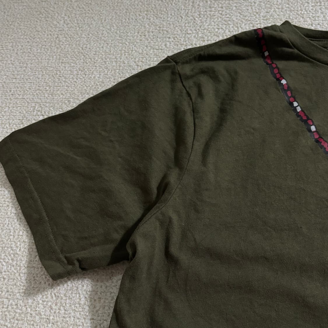 일본빈티지 OBLO 카키 디자인 반팔 티셔츠 상품이미지3