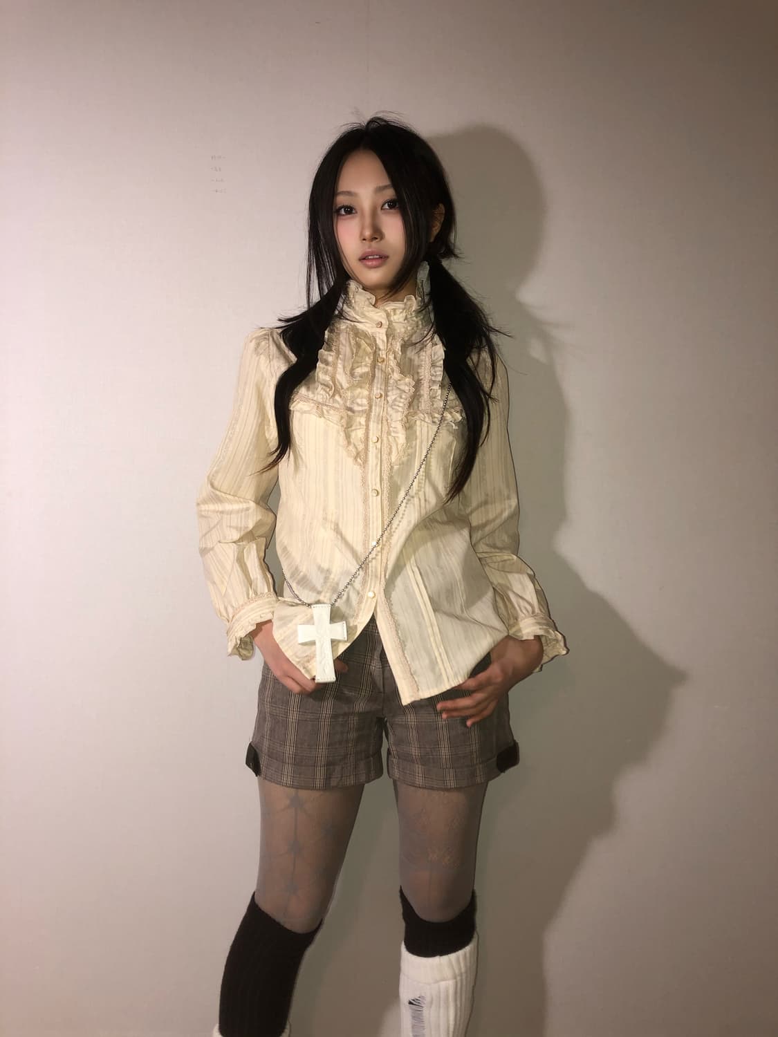 brown check pattern button shorts 상품이미지6