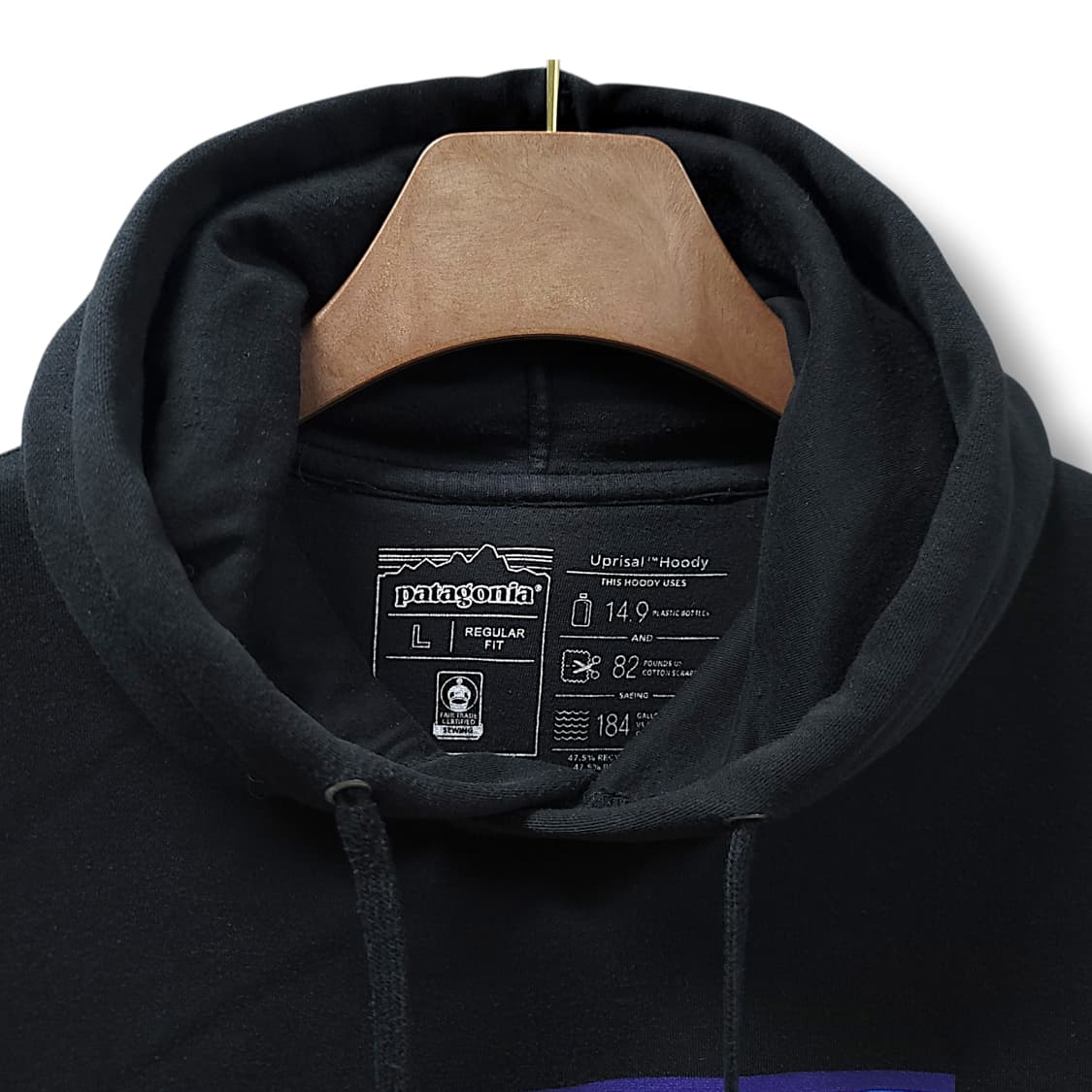 [L] 파타고니아 블랙 레귤러핏 기모 후드티셔츠 상품이미지8