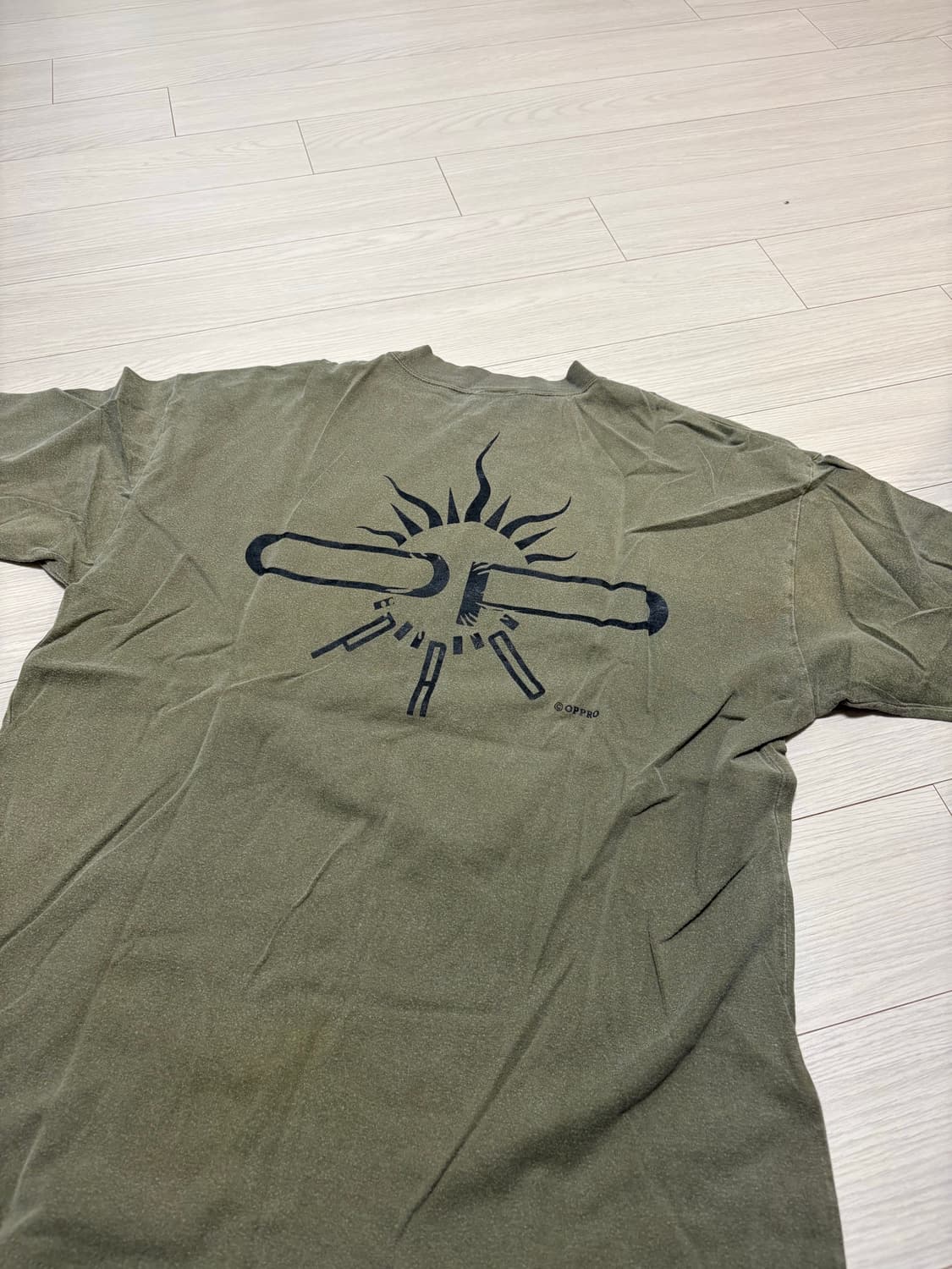 빈티지 워싱 반팔 티셔츠 카키 100사이즈 상품이미지3