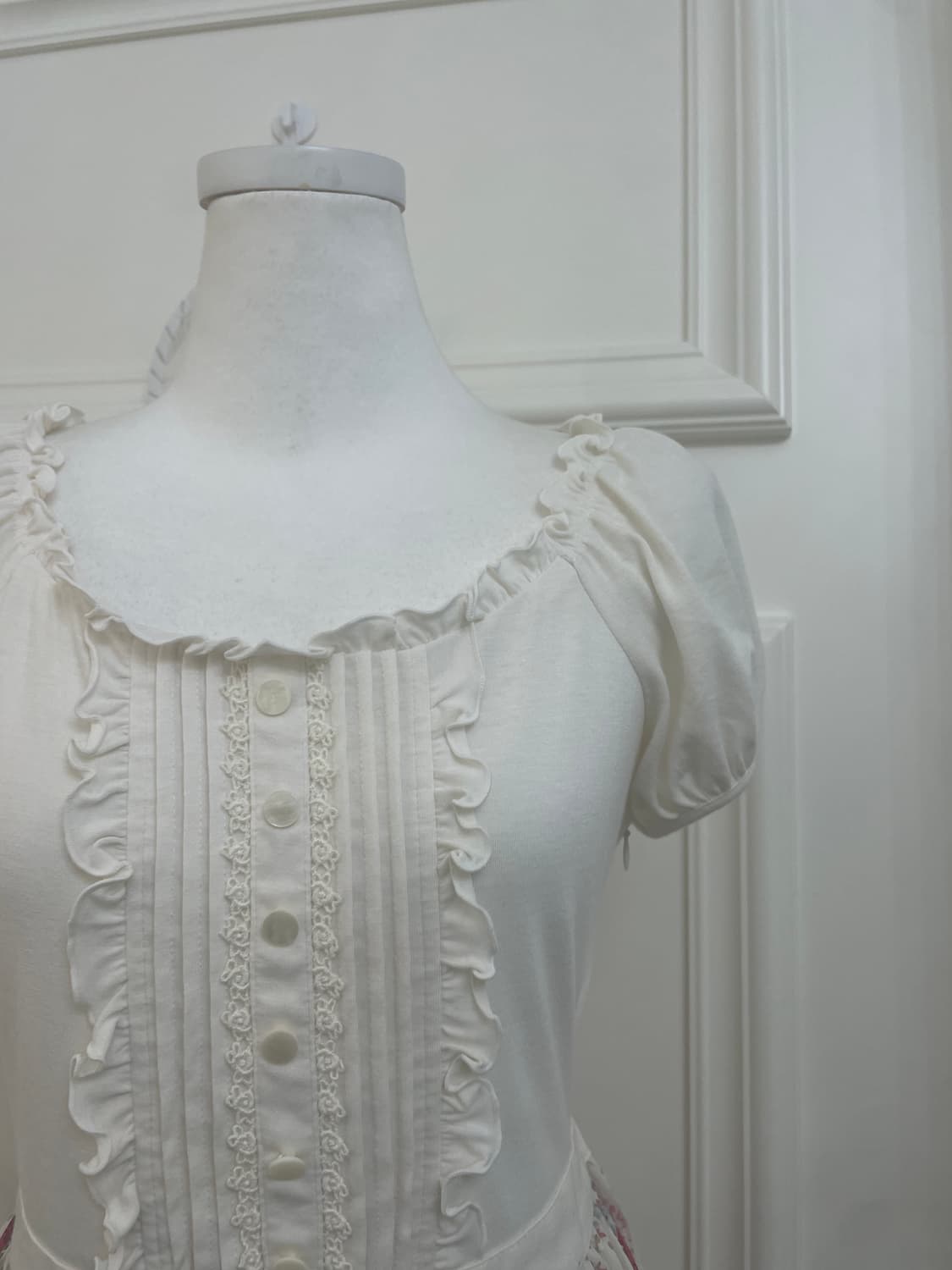 LEST ROSE ivory ruffle pink flower 상품이미지7