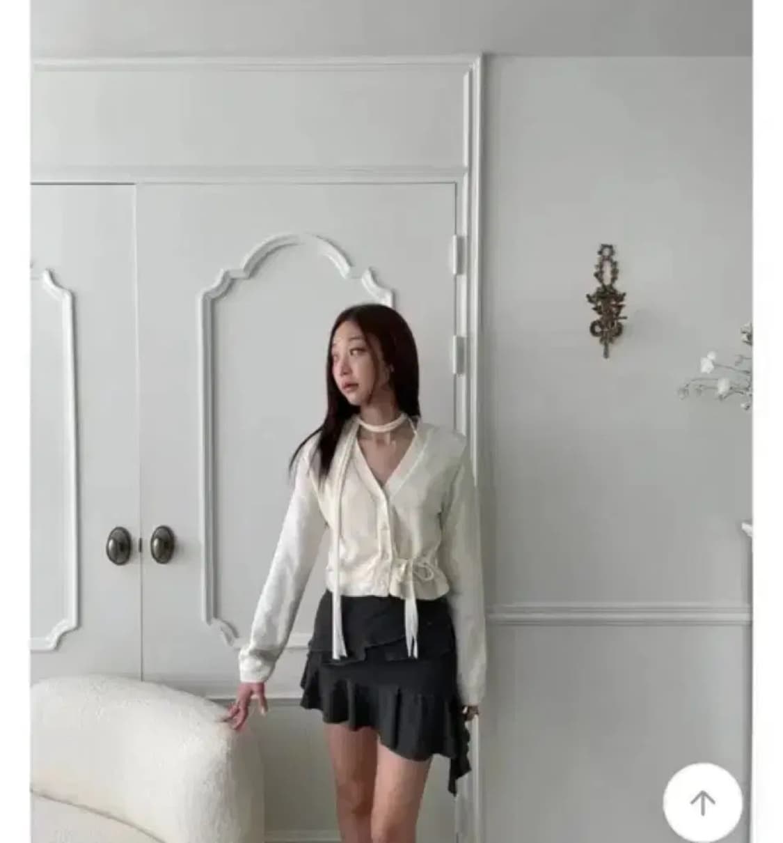 클리시어 코프 아이보리 리본 가디건 상품이미지1