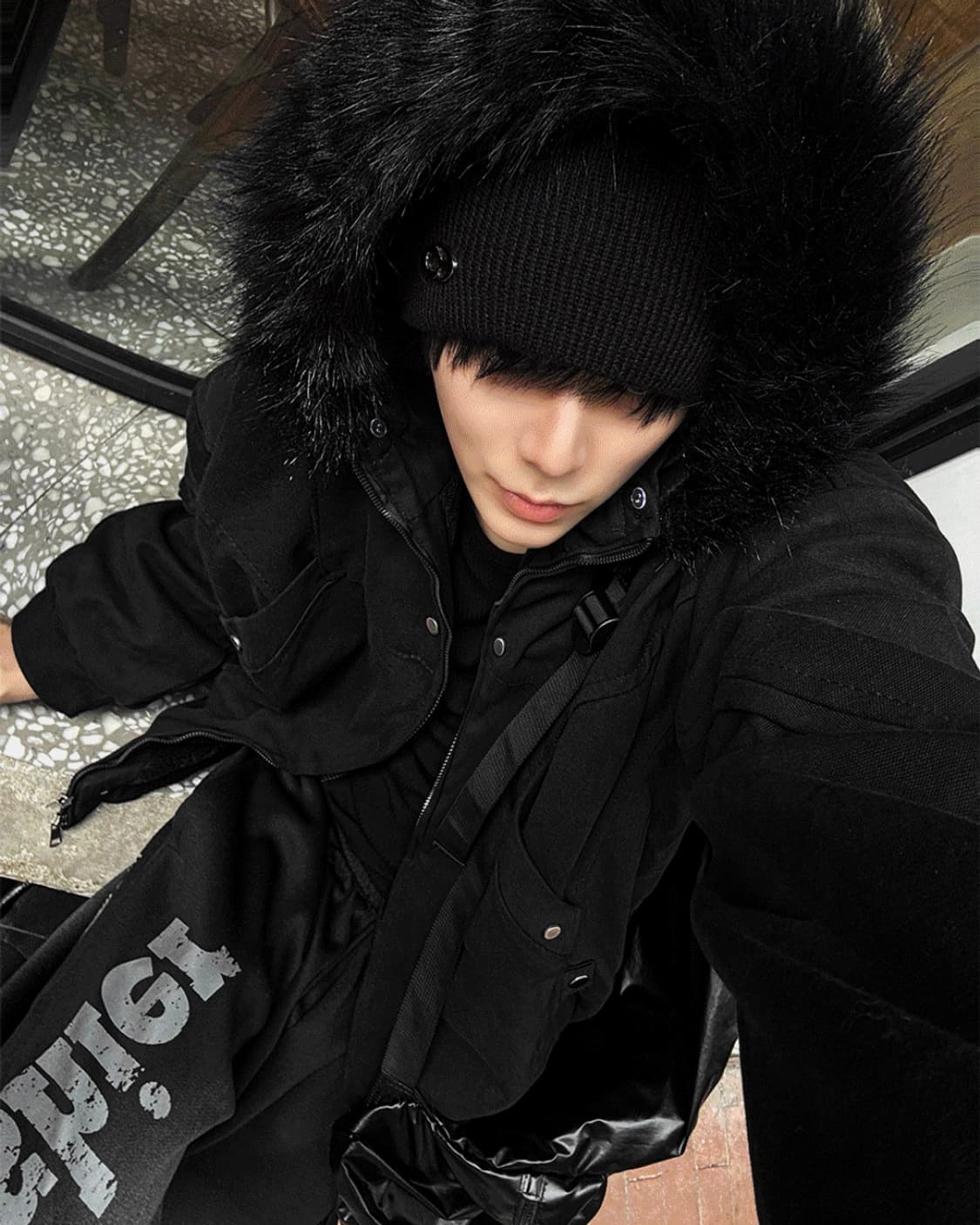 블랙 크롭퍼 점퍼자켓  상품이미지2