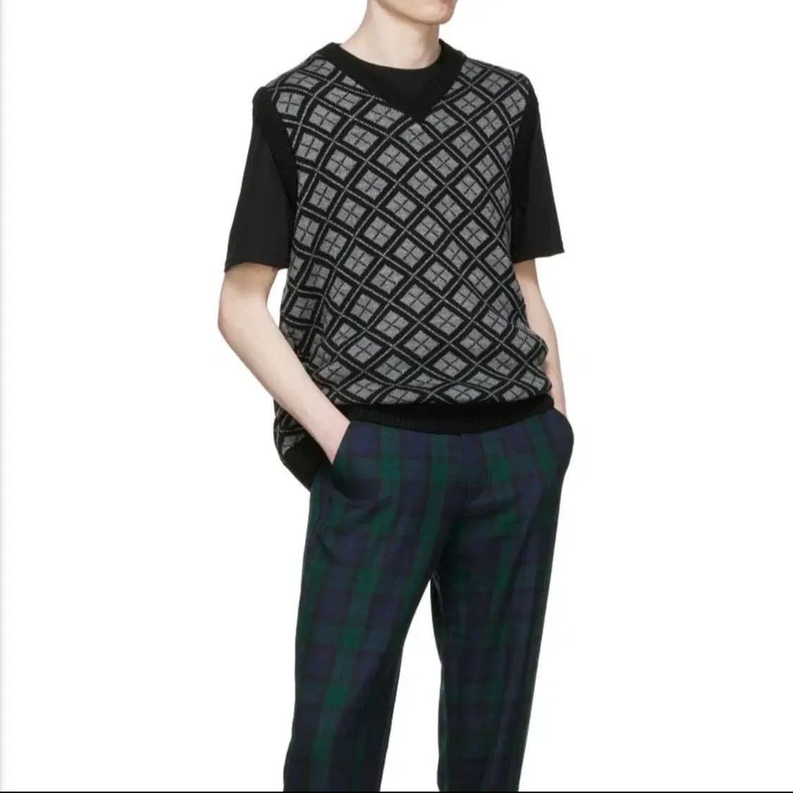 남성) 22SS 매너스 골프 체크 패턴 베스트 상품이미지1