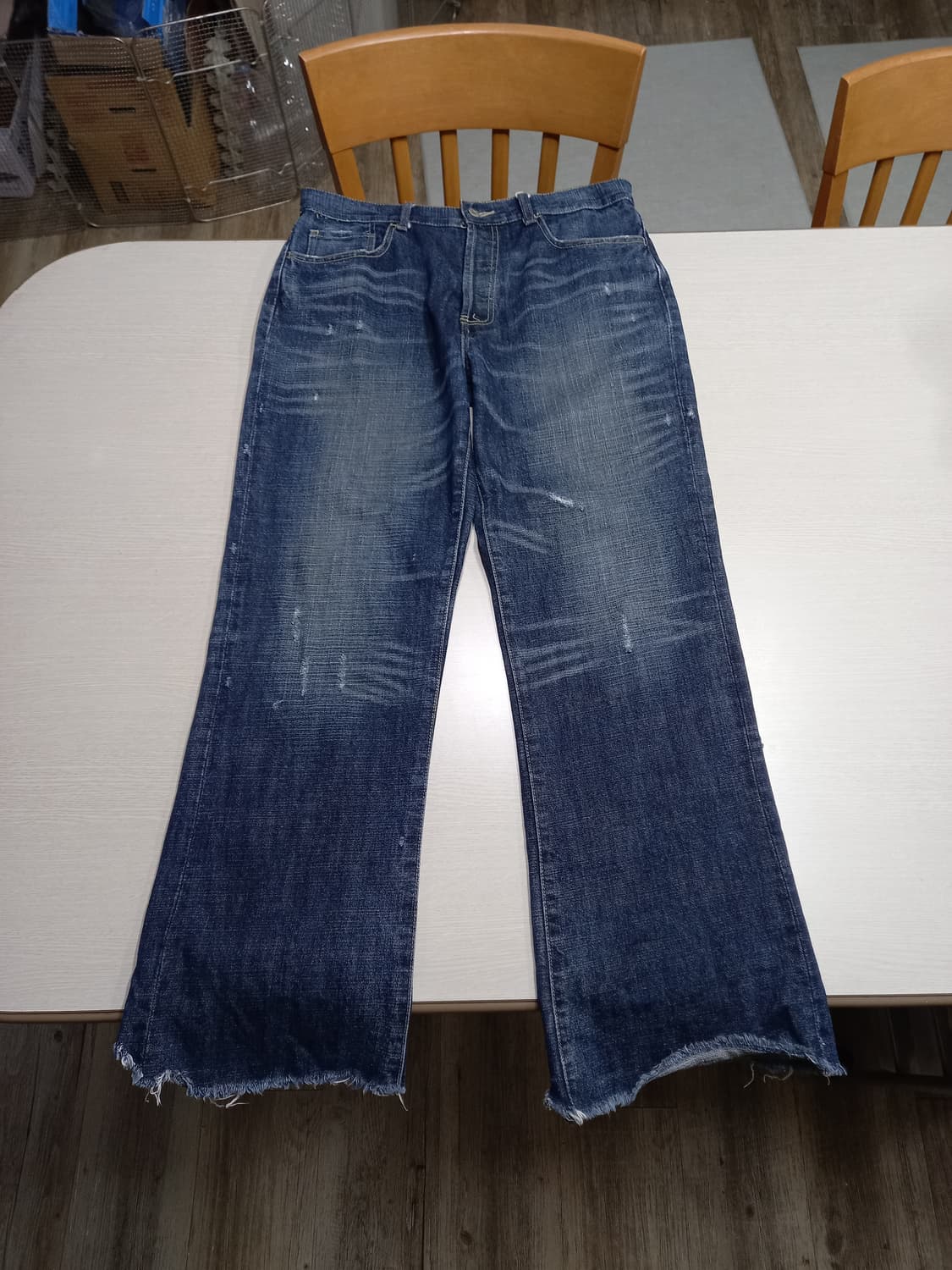 32 a.n.b DENIM 데미지워싱 와이드 크롭진 32-220 상품이미지1