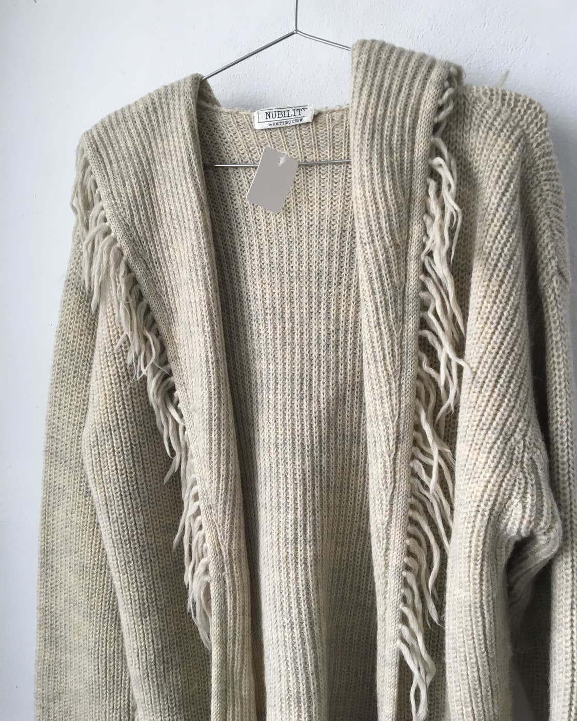 Fringe point hood open knit cardigan 상품이미지4