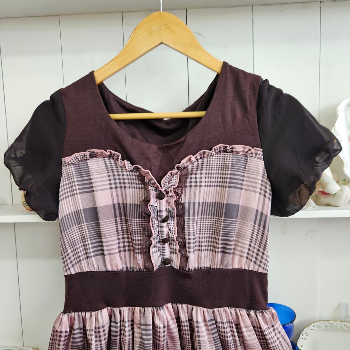 axes femme(엑시즈팜)딸초 체크 코르셋 원피스 상품이미지2