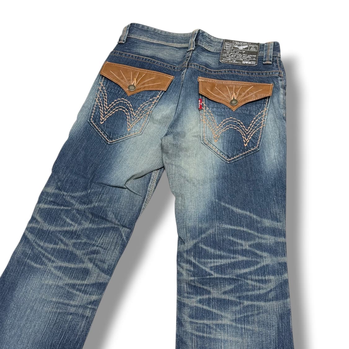 Edwin 에드윈 중청 워싱 세미부츠컷 플레어 데님팬츠 상품이미지3