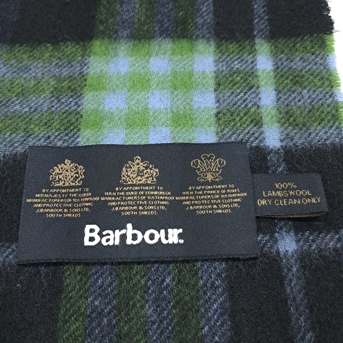 MX327 바버 로얄 네온그린 타탄체크 램스울 목도리 머플러 상품이미지5