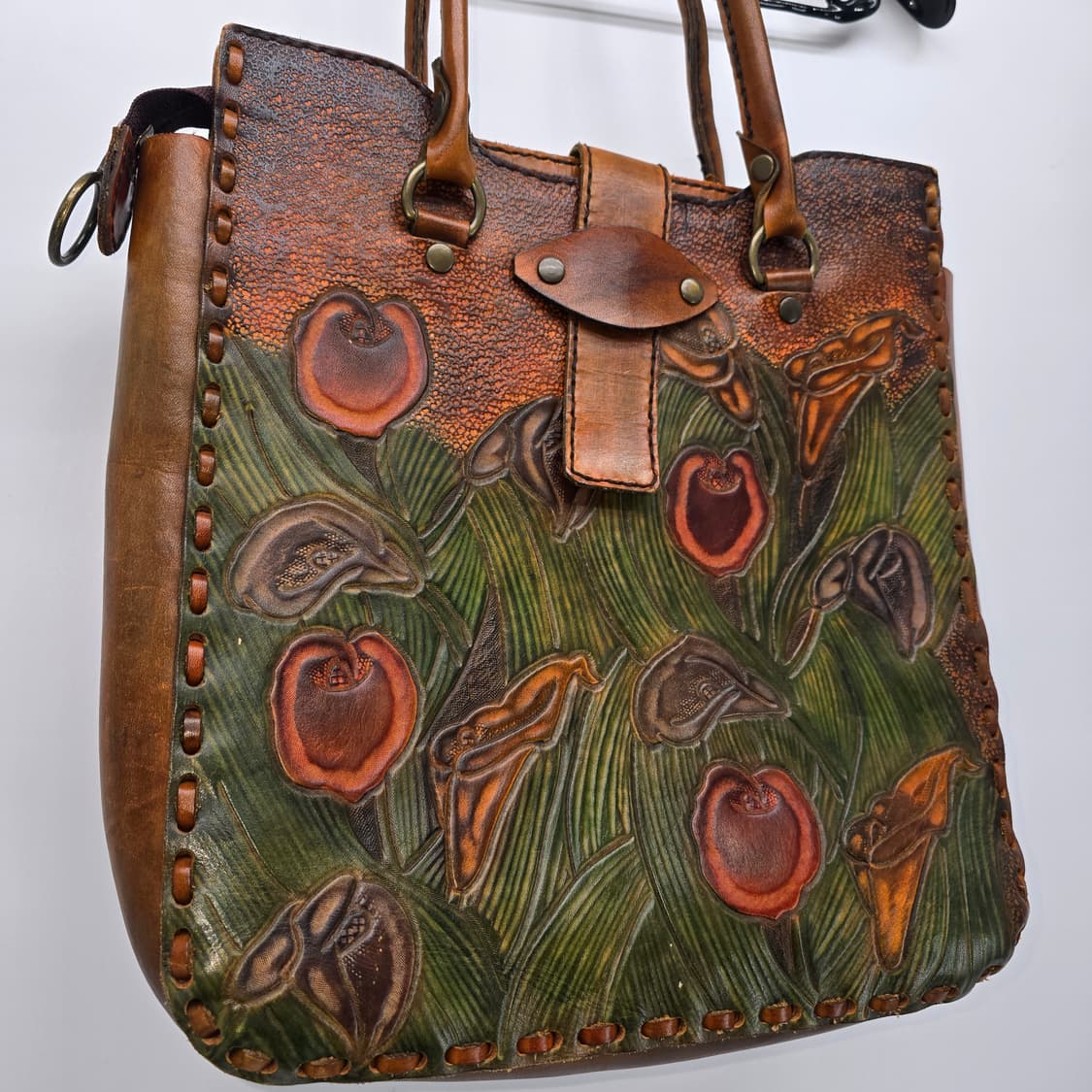 빈티지 리얼 소가죽 핸드메이드 토트백 / 엔틱 가죽가방 상품이미지2