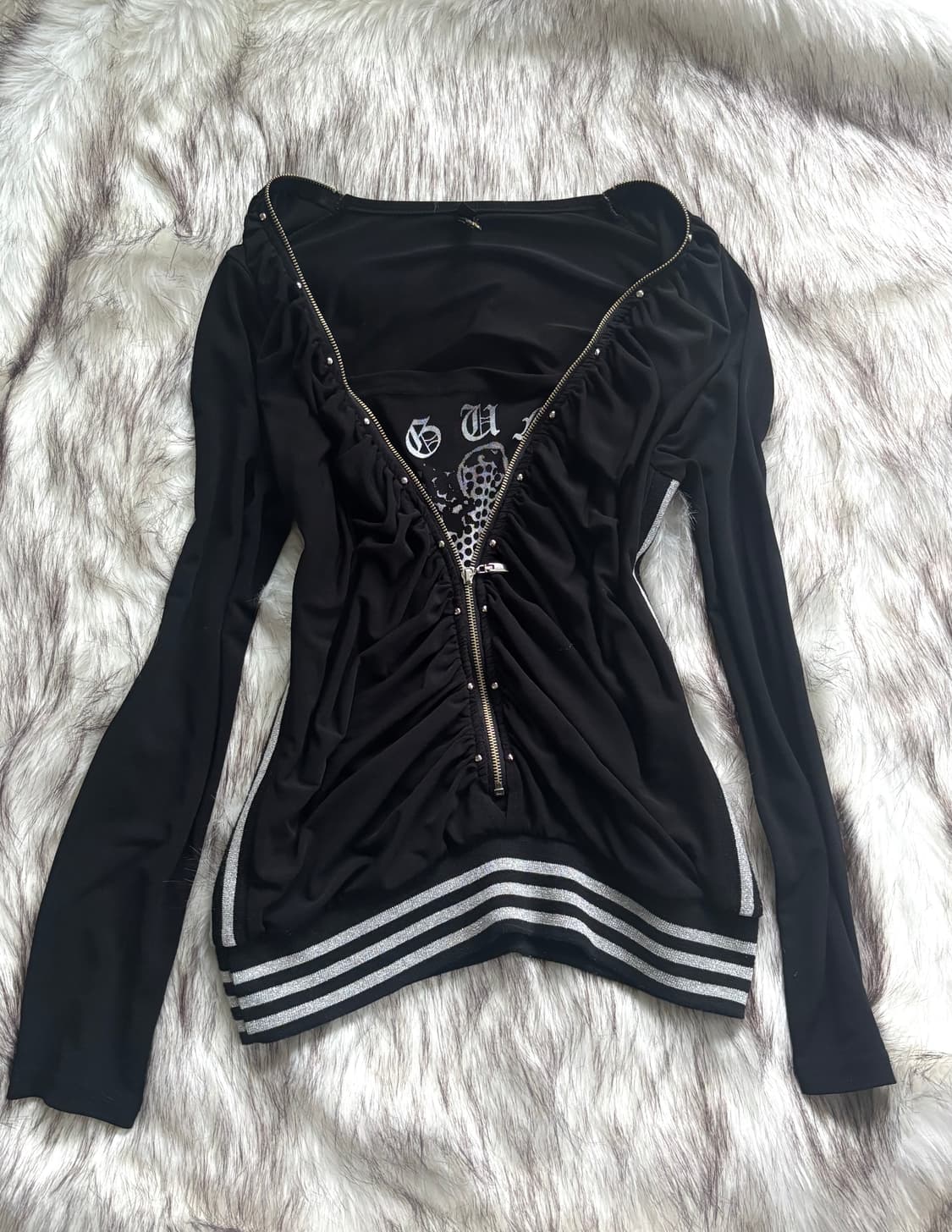 빈티지 펑크 레터링 져지 롱슬리브 탑 상품이미지1