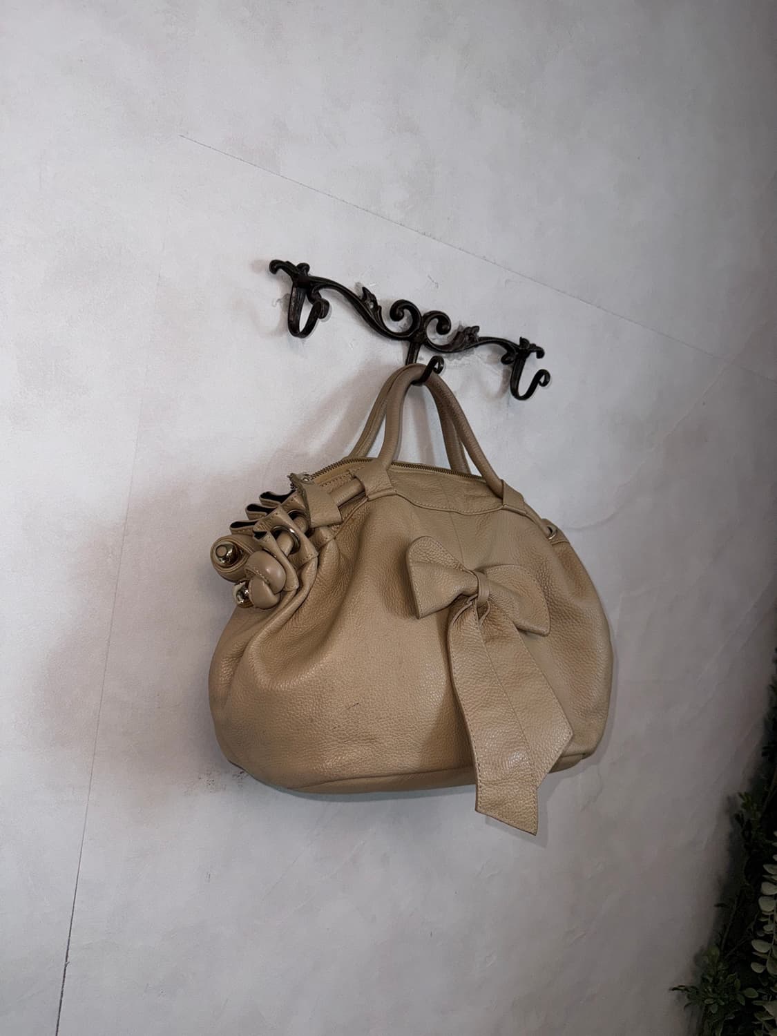 Beige shirring ribbon hand bag 상품이미지2